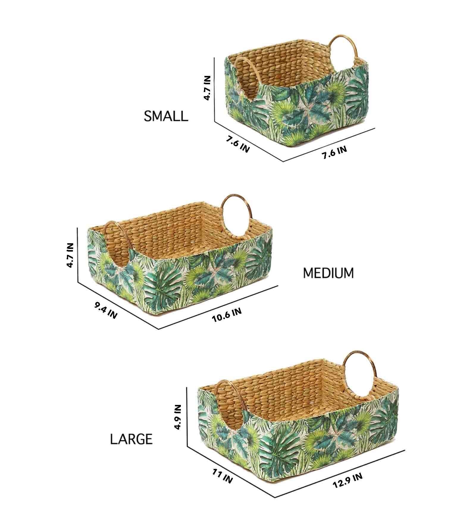Multicolor Natural Fibre Set of 3 Basket